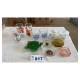 CHARACTER GLASSES, ASHTRAYS, BANK CUPS