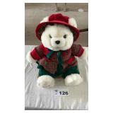 CHRISTMAS TEDDY BEAR ON PLATFORM