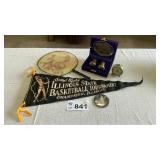 VINTAGE SPORTS FLAG, CLOCK, SALT, PEPPER SET, FAN