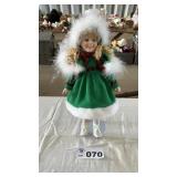PORCELAIN SKATING DOLL W STAND