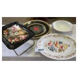 TV TRAY, TRAYS, PORCELAIN BOWL