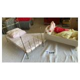 DOLL BEDS, WOOD AND BRASS
