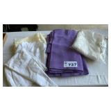 4 DRAPES, TABLE CLOTHS, MATTRESS INSERT
