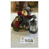 RESIN BEAR SOLAR LIGHT 8 inch tall