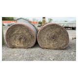 2 ROUND BALES GRASS HAY, 4 FT X 5 FT