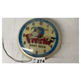 FROSTIE ROOT BEER CLOCK, 16 INCHES DIAMETER,