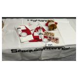HIGHLAND IL BANNERS, BEAR, CARDS. SESQUICENTENNIAL