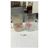 2 PLASTIC BEER NUT MUGS, 11 INCH TALL