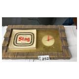 STAG BEER SIGN, 15 x 27, CLOCK WORKS, WILL NOT