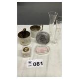 HIGHLAND IL ADVERTISING VASES, ASHTRAY,BANK,