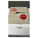 COCA COLA CLOCK, 16 INCHES SQUARE, CLOCK WORKS,