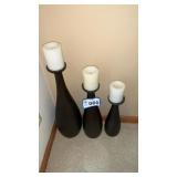 CANDLE HOLDERS WITH CANDLES, 20, 24, 28 TALL