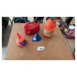 2 CYCLE GAS IN CAN, BAR OIL, FUNNELS