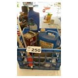 PLASTIC CRATE, PAINT REMOVER, FUNNEL, OTHER