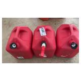 3 PLASTIC GAS CANS, NEW, 5 GALLON