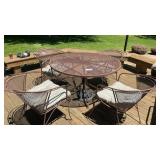 METAL PATIO TABLE, 4 CHAIRS