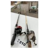 2 ROD AND REELS, SPIN CAST