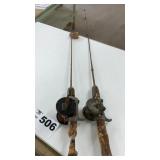OLD BAIT CAST ROD AND REELS