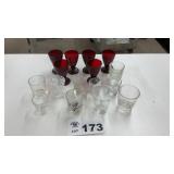 kSHOT GLASSES, ,RUBY RED GLASS
