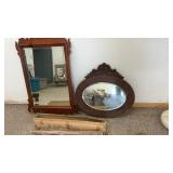 2 MIRRORS, SQUARE,28 x 50, BEVEL GLASS,, OVAL 30