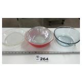 PYREX BOWLS, PIE PAN