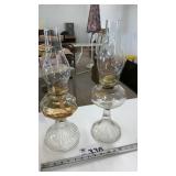 2 OIL LAMPS, 18 INCHES TALL