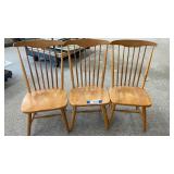 3 WOOD DINING CHAIRS, HIGH BACK