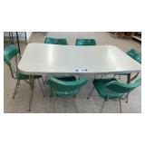 RETRO KITCHEN TABLE, 6 CHAIRS, 2 LEAVES