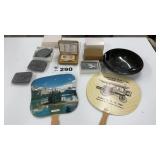 BELT BUCKLES, FANS, PLASTIC BOWL