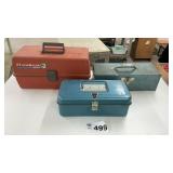 1 PLASTIC, 2 METAL TACKLE BOXES, EMPTY