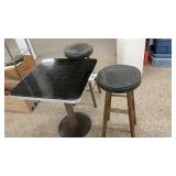 BAR TABLE, 24 x 24; 2 BAR STOOLS