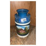 PAINTED MILK CAN- no top