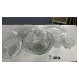 GLASS BOWLS, SERVING PLATES