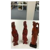 CHINESE HAND CARVED WOOD FIGURES, 4 INCHES TALL