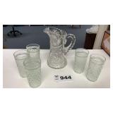 ANTIQUE AMERICAN PERIOD HAND CUT LEAD PITCHER,