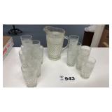 ANCHOR HOCKING WEXFORD CLEAR PRESSED PITCHER AND