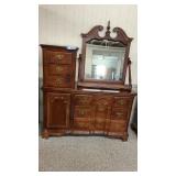 DRESSER WITH MIRROR, 55 WIDE, 18 DEEP, 33 TALL,