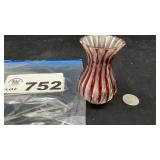 RUBY RED AND CLEAR CRYSTAL GLASS VASE, FLUTED