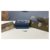 2 METAL, 1 PLASTIC TOOLBOX,
