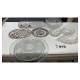 GLASS PLATTERS, RELISH TRAY, BOWLS