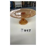 INDIANA GLASS TIARA AMBER SANDWICH CAKE STAND