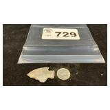 CHIPPED STONE ARROWHEAD, FLINT