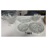 ANCHOR HOCKING FRUIT BOWL, RELISH TRAY, ASHTRAY,