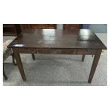 DARK WOOD RUSTIC FARMHOUSE TABLE WITH DRAWER, 30