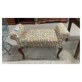VINTAGE QUEEN ANNE STYLE DOUBLE ROLLED ARM BENCH