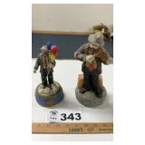 EMMETT KELLY FIGURINES, MUSIC BOX, 9 INCHES TALL