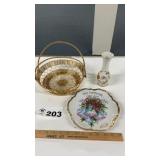 ANNIVERSARY PLATE, VASE, BASKET