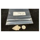 NOTCHED LITHIC ARTIFACT, WEATHERED CHERT