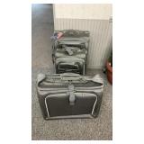 MATCHING TAUPE GREY SOFTSIDE LUGGAGE SET
