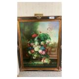 OIL ON CANVAS STILL LIFE PAINTING,SIGNED B.